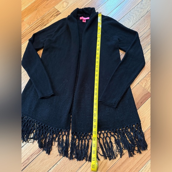Lilly Pulitzer Tatum BLACK Fringe Hem Open Cardigan Sweater Women’s Size S - Picture 15 of 15